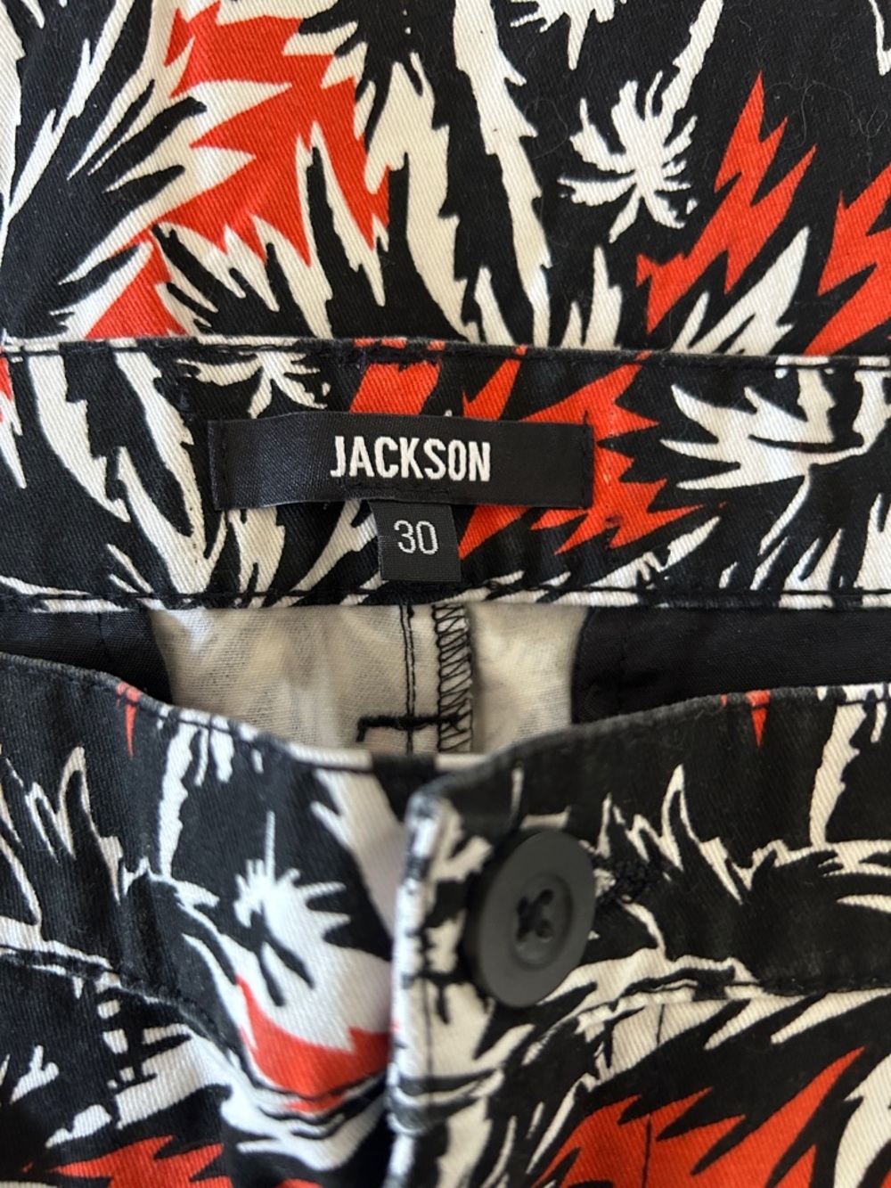 JACKSON Black, White & Orange Palm-Print Shorts - Picture 4 of 5